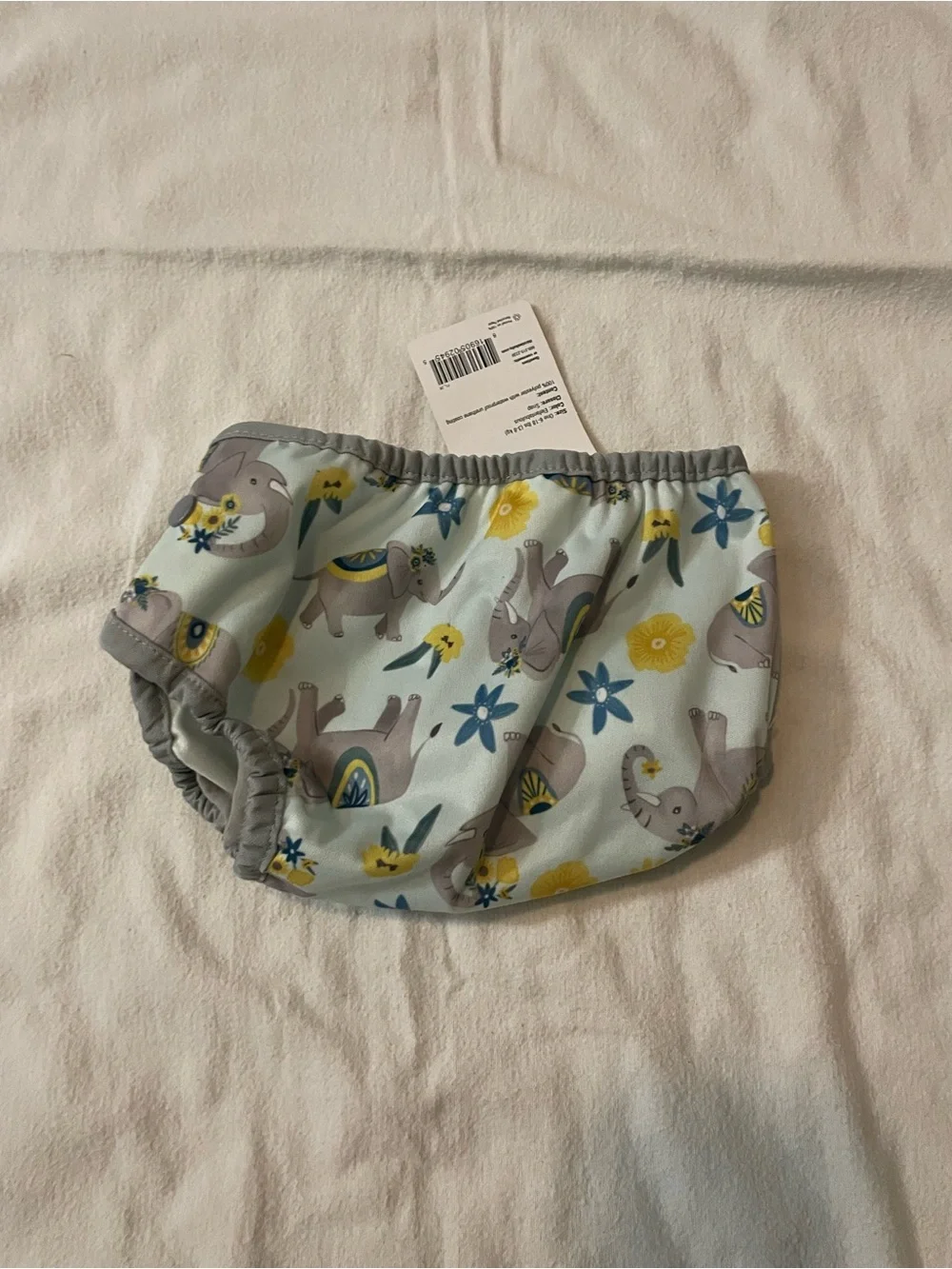 Reusable Baby Diaper in Light Blue with Flower & Elephant Print